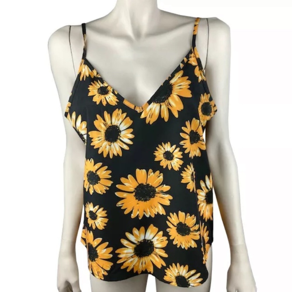 SHEIN Brown & Gold‎ Daisy Print Tank